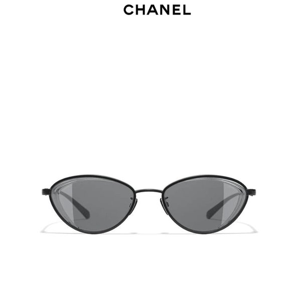 Chanel CH4255 Cat Eye/Oval Sunglasses Matte Black - Picture 6 of 8